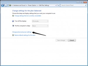 Change advanced power settings
